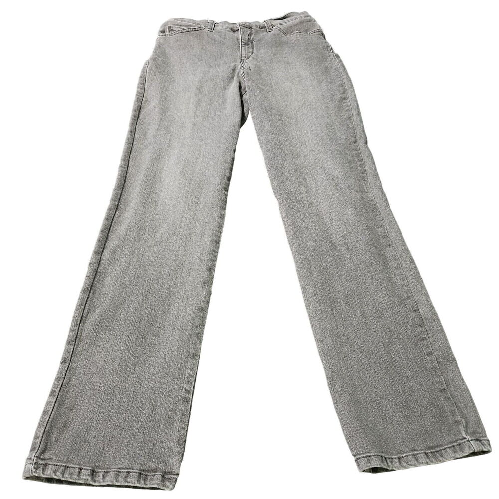 Gloria Vanderbilt Womens Amanda Jeans Charcoal 10 Cotton Blend Stretch Straight